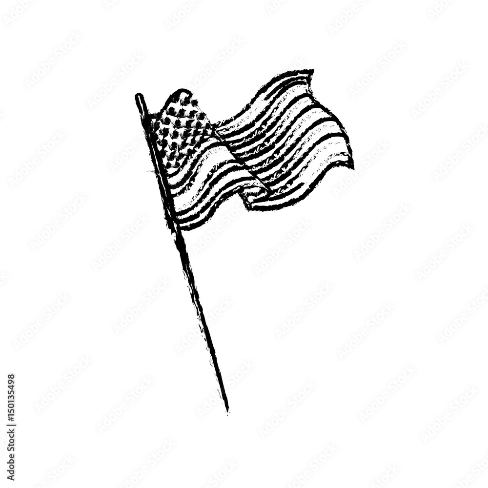 united states of america flag waving sketch vector illustration