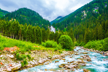 Poster - View of the Krimml Waterfall which is the highest waterfall in Austria.