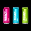 A set of energy drinks in tin cans. Summer cooling drinks. Vector 3d illustration