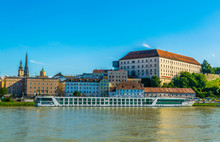 Riverside View Of The Schloss Museum In The Austrian City Linz.
