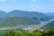 兵庫　朝来　竹田城と和田山の町並み　立雲峡からの眺め