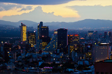 Mexico City At Sunset Time