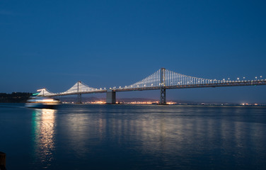 Wall Mural - San Francisco Bay bridge illuminated at night