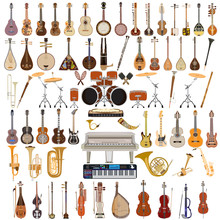 Vector Set Of Musical Instruments In Flat Style
