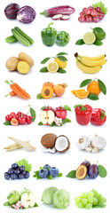  Obst und Gemüse Früchte Apfel Orange Farben frische Collage Salat Beeren Freisteller freigestellt isoliert