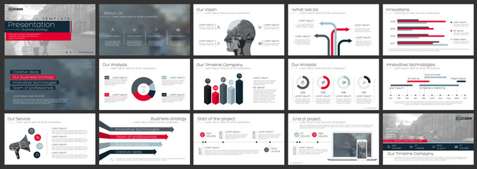 red and gray elements of infographics on a white background. use in presentation templates, flyer an