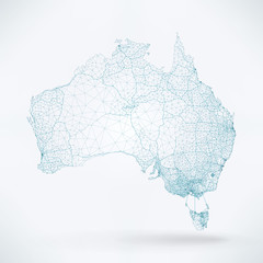 Poster - Abstract Telecommunication Network Map - Australia
