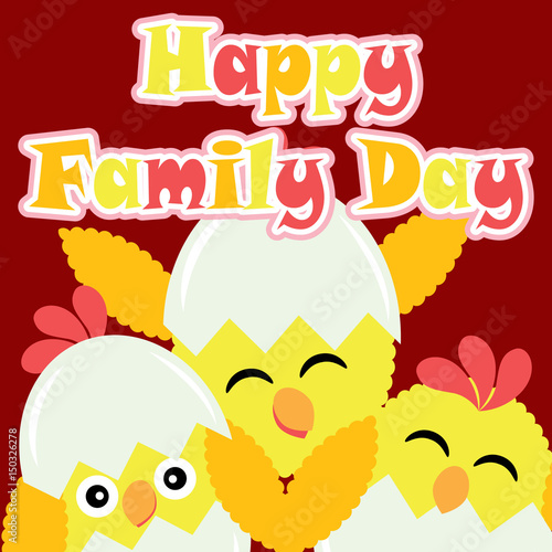Cute Chicks Smile On Red Background Vector Cartoon Family Day Postcard Wallpaper And Greeting Card T Shirt Design For Kids Buy This Stock Vector And Explore Similar Vectors At Adobe Stock