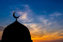 Mosque Dome Silhouette  In Twilight Time