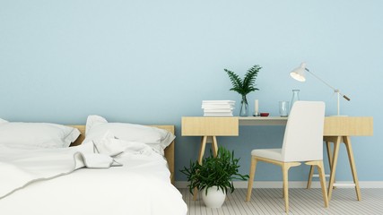 The interior bedroom minimal space in apartment - 3D Rendering