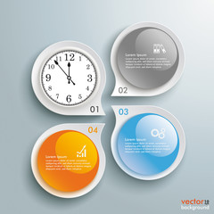 Sticker - Drops Shapes Glossy Buttons 4 Options Clock