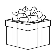 gift box present decoration line vector illustration