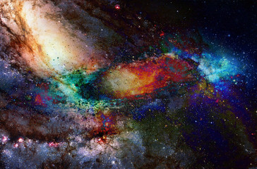 Fototapete - Cosmic galaxy and stars, color cosmic abstract background.