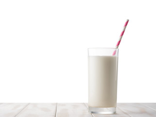 Wall Mural - Glass of milk on a white table