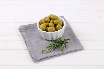 Wall Mural - green olives with rosemary