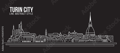 Cuadros en Lienzo Cityscape Building Line art Vector Illustration design - Turin city