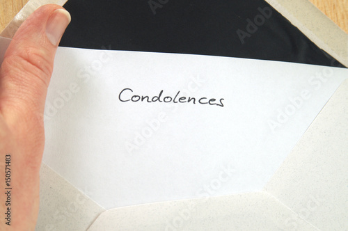 Fotografie, Tablou Condolences, receiving a letter in envelope, hand holding for reading