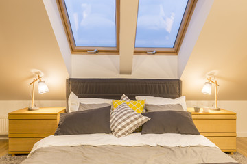 Wall Mural - King-size bed in attic