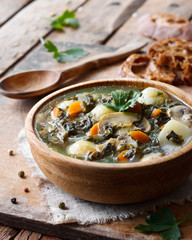 Canvas Print - Mushroom soup with vegetables