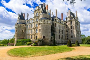 Poster -  mysterious castles of France - Chateau de Brissac ,Loire valley