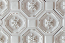 White Geometric Ornamental Pattern Of Ceiling For Background