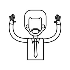 Wall Mural - outlined male hands up tie shirt vector illustration