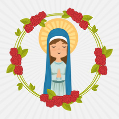 holy Miracle virgin religious card vector illustration design