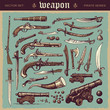 Illustrated vector set of old pirate weapons