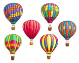 Fototapeta  - Vector icons of hot air balloons sketch pattern