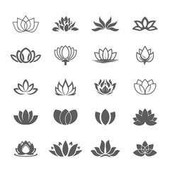 Wall Mural - Abstract vector lotus flower symbol icon set