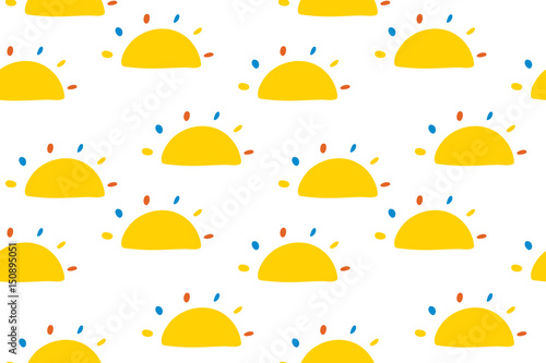 Fotomural Seamless pattern with little cartoon suns