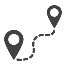 Distance Solid Icon, Navigation And Route, Map Pointer Vector Graphics, A Filled Pattern On A White Background, Eps 10.