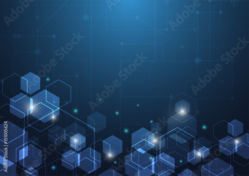 Blue hexagonal abstract technology background. Vector Illustration