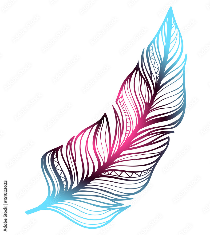 красивое цветное перо. писательское перо - эскиз татуировки, красочный арт  Stock Vector | Adobe Stock