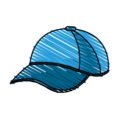 Sticker - color crayon stripe cartoon blue sport cap headwear vector illustration