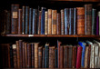 Antique books on bookshelf