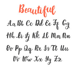Poster - Hand draw alphabet. Uppercase and lowercase letters. Calligraphy font. Hand lettering