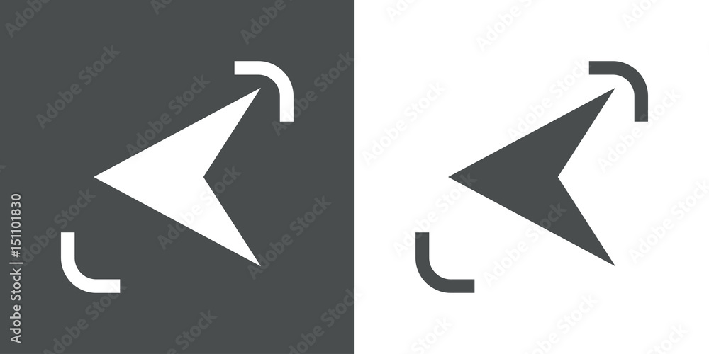 Logotipo punta flecha izquierda gris y blanco Stock Vector | Adobe Stock