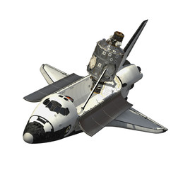 Wall Mural - space shuttle and module of space station