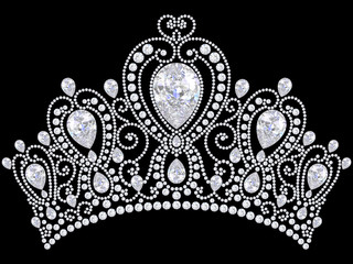 3D illustration diamond crown tiara