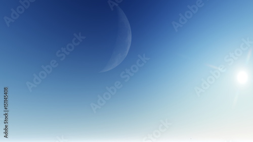 Plakat Księżyc strzelający z jasnym niebem
