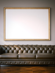 Wall Mural - Bright interior with brown sofa. 3d rendering