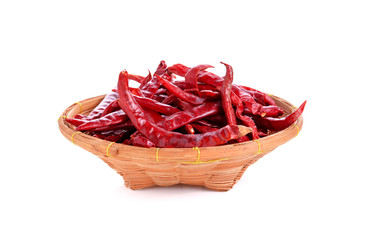 Wall Mural - dried chili peppers on white background