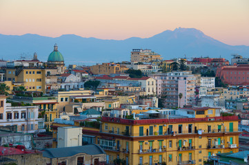 Fototapete - Skyline of Naples, Italy