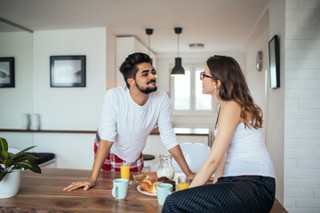 Wall Mural - Morning breakfast and chat