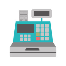 Color Silhouette With Cash Register Vector Illustration
