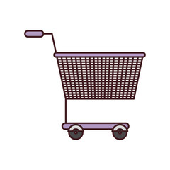 silhouette color with shopping cart purple with black contour vector illustration