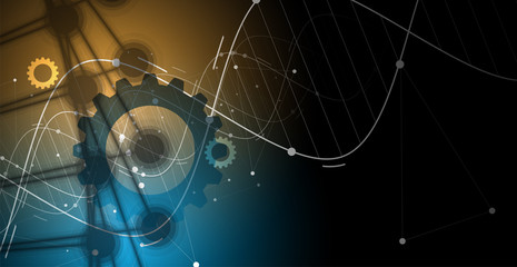 dna and medical and technology background. futuristic molecule structure presentation