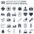 Set of 30 quality icons about health care and medical
