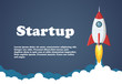 Rocket launch illustration. Business or project startup banner concept. Flat style vector illustration.